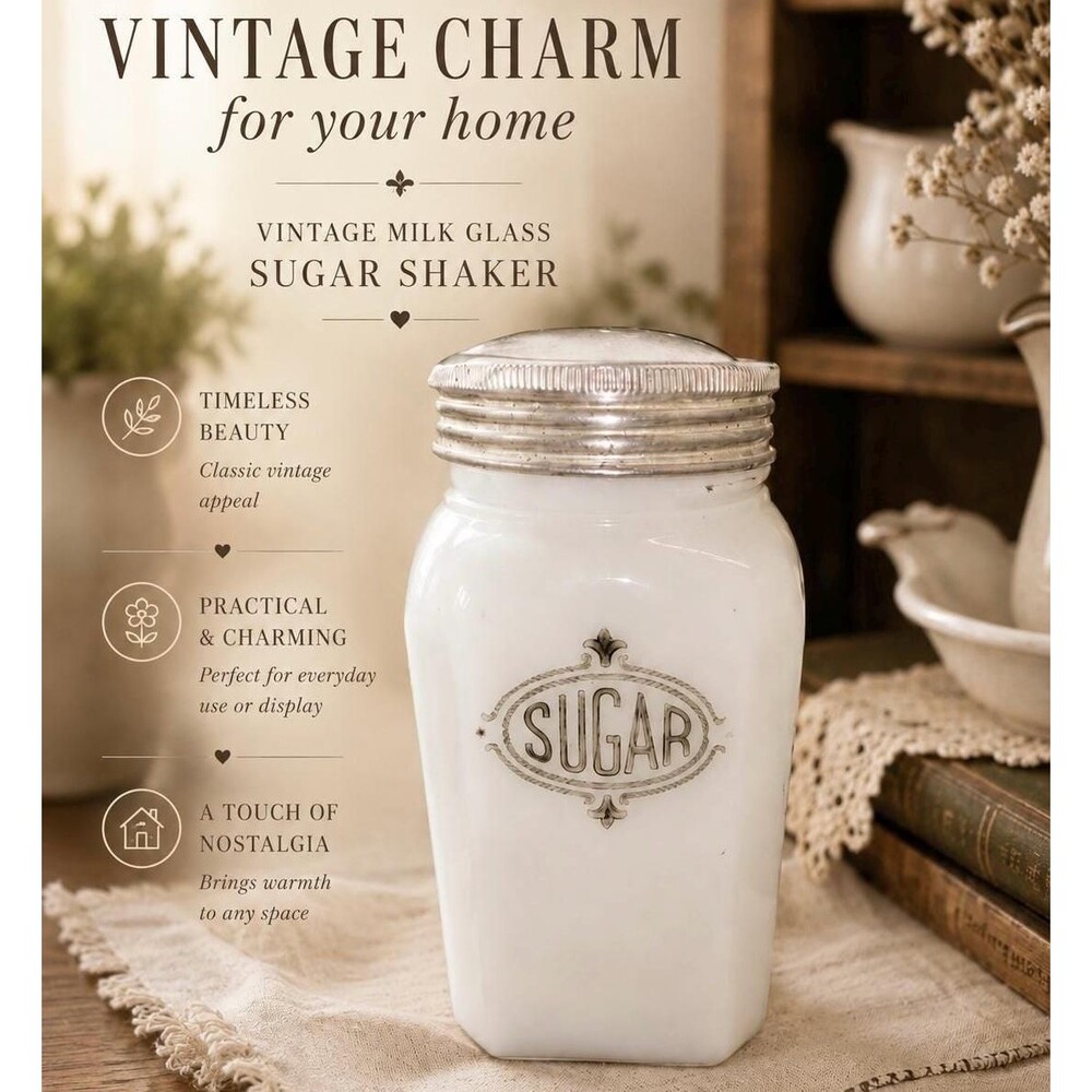 Vintage McKee Milk Glass Sugar Shaker | Depression Glass Jar | Retro Kitchen Can